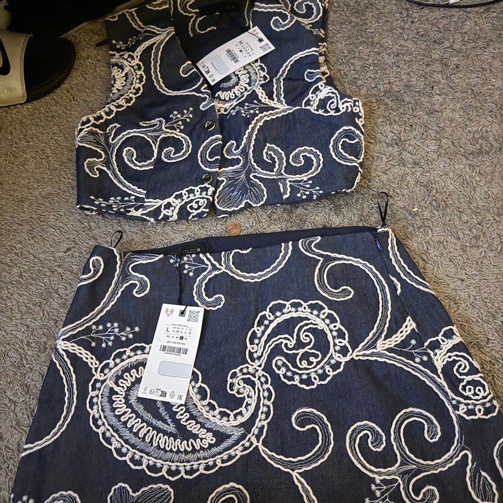 Zara Embroidered Two-Piece Set
